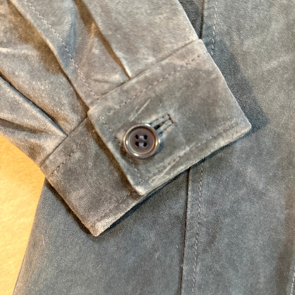 Jessi Lee Womens Small Navy Blue Genuine Leather Suede Button Up Shirt Jacket - Picture 5 of 8